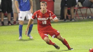 Grant Bell in action versus #6 Creighton Aug. 18, 2015 at Shea Stadium Courtesy Bob Hunt - Photographer