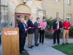 Ribbon-cutting ceremony in front of Constance Hall.