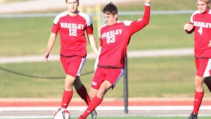 Andrew Kovacevic in action during the 2015 MVC Men's Soccer Championship Courtesy Missouri Valley Conference